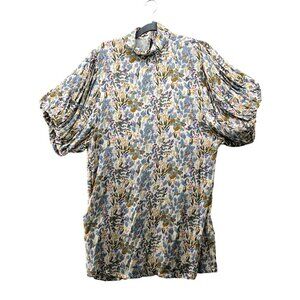 Marie Sixtine Blouse Womens M Bubble Sleeve Floral High Neck Cottagecore Prairie